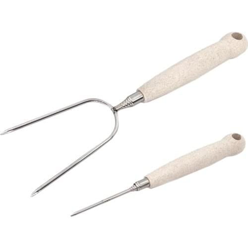 Roasting Sticks with Wooden Handle Retractable Forks Telescoping Smores Skewers