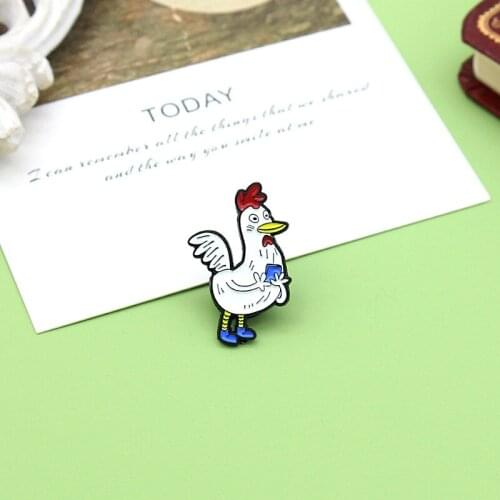 The Rooster Who Loves To Learn Is Inseparable And Happy Reading Creative Small Animal Badge Trend Exquisite Badge Jewelry