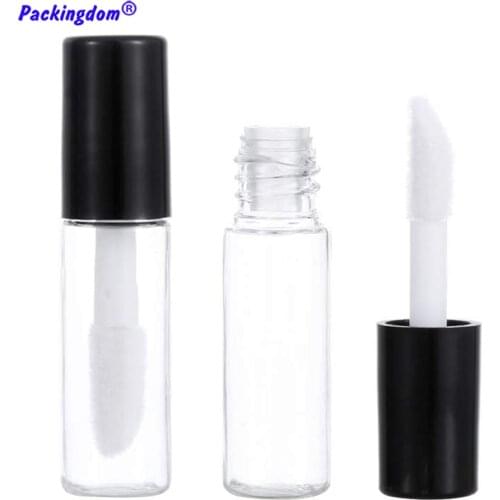 100pcs Empty Lipgloss Tube Clear with Black Lids Lip Balm Brush Container Refillable Beauty Tool Travel Bottle Containers 0.8ml