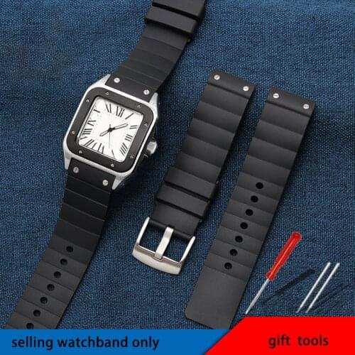Silicone watchband for Shan du si series w20121u2 mens watch strap soft waterproof watch chain accessories 23mm watch strap
