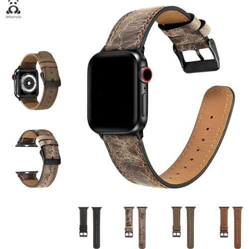 Lebanda band for Apple Watch series6 SE 5 4 3 2 1comfortable durable classic pin buckle soft calf leather matte strap for iWatch
