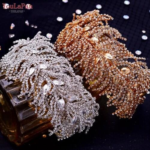 YouLaPan HP386 Luxury Wedding Headband Bridal Headpieces Handmade Queen Wedding Hair Band Ladies Headpiece Wedding Jewelry Hair