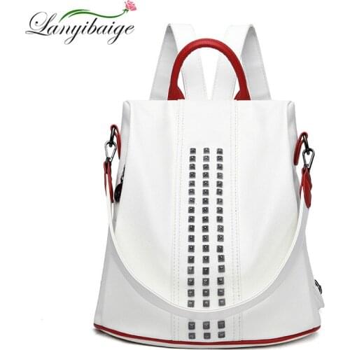 2021 Large Capacity Retro New Fashion Women Leather Backpack Ladies Bagpack School Bags Backpacks for Teenager Girls Travel Bag