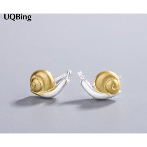 Geometric 925 Sterling Silver Lovely Cute Snail Stud Earrings For Women Animal Gifts Jewelry
