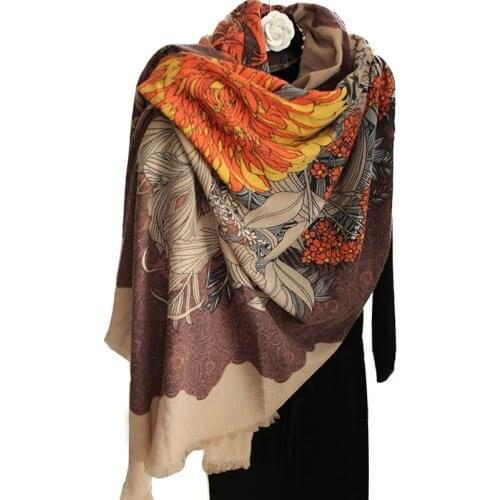 100% lambswool women fashion print rectangle thick scarf shawl pashmina 130x190cm retail wholesale