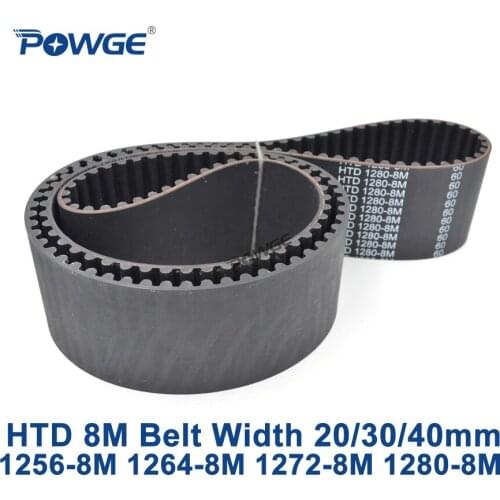 POWGE HTD 8M synchronous Timing belt C=1256/1264/1272/1280 width 20/30/40mm Teeth 157 158 159 160 HTD8M 1256-8M 1264-8M 1280-8M
