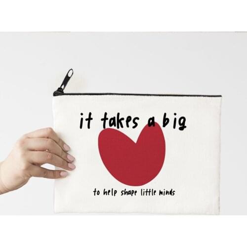 Funny Print Heart Makeup Bag Floral Letters Pattern Large Cosmetic Bag Little Minds Make Up Bags Pouch Necessaries Purse