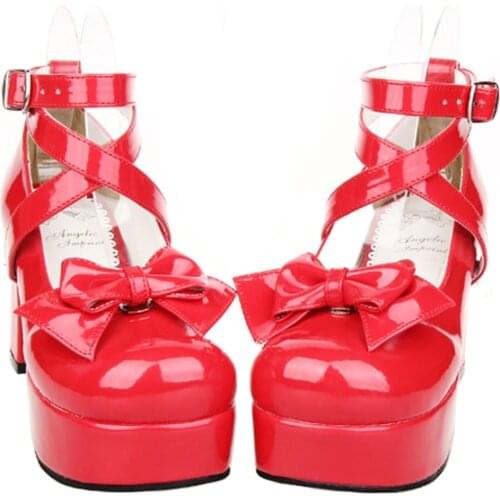 2020 New Japanese Style Lolita Shoes Women Girls Princess Shoes Removable Bowknot Carnival Halloween Cosplay Shoes High Heels