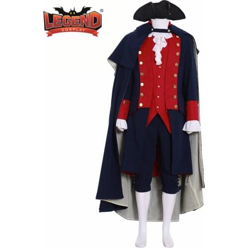 TURN: WASHINGTONS SPIES cosplay costume father George Washington Colonial blue jacket cosplay Costume outfit with cloak cape