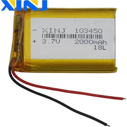 XINJ 3.7V 2000mAh Li Po Polymer Battery 103450 For Camera PSP GPS Portable TV Video player Plate PDA MID Portable DVD Tablet PC