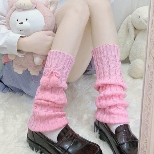 Women Girls Winter Cable Knit Long Leg Warmers with Cute Bowknot Student Warm Twist Crochet Boot Cuffs Thigh High Socks