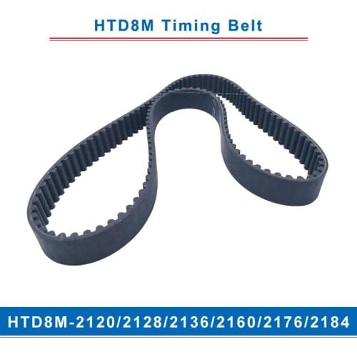 Timing belt HTD8M-2120/2128/2136/2160/2176/2184 teeth pitch 8mm circular teeth belt width 20/25/30/40mm for 8M timing pulley
