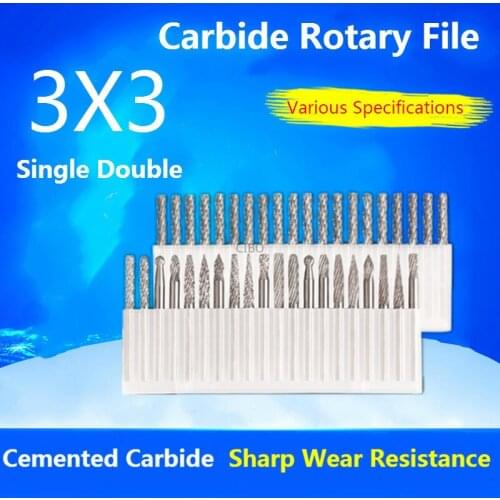 10pcs/lot Tungsten Carbide Rotary Burrs 3mm Rob Head 3-3mm DIY Milling Cutter Tungsten Carbide Burr Dremel Tools