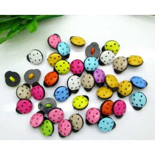 100Pcs Mixed Acrylic Beetle Shape Sewing Buttons For Kids Clothes Scrapbooking Decorative Botones Handicraft DIY Accessories