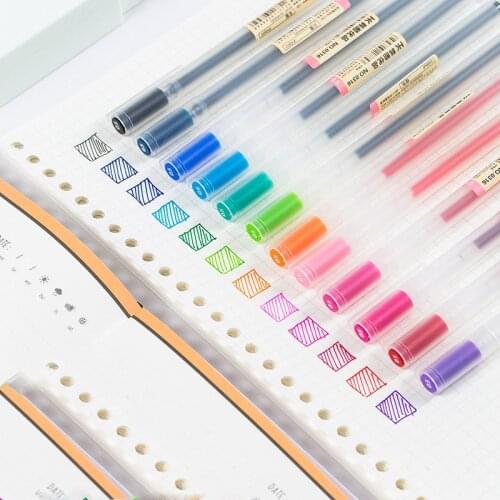 12 Color drawing pen set Transparent matte barrel 0.5mm Ballpoint liner marker pens writing Stationery gift Office school A6808