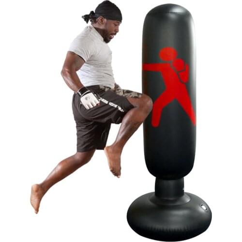 160cm Boxing Punching Bag Inflatable Tumbler Muay Thai Training Pressure Relief Stress Punching Bounce Back Sandbag Air Pump