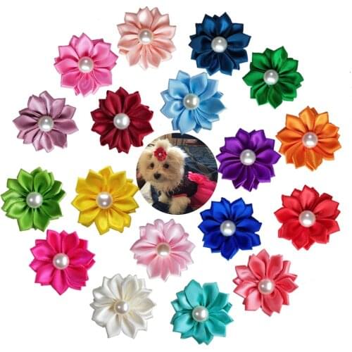 20pcs/10pairs Pet Cat Dog Hair Bows Rubber Bands With Pearl Pet Dog Hairpins Grooming Pet Dog Accessories Dog Hair Rubber Bands