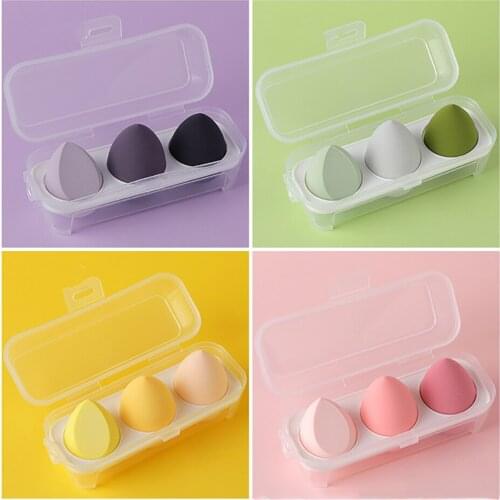 3pcs/set Cosmetic Puff Water Drop Blending Shape Candy Color Smooth Womens Makeup Foundation Sponge Beauty Wet Make Up Tools