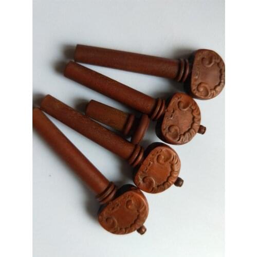 4 PCs Violin Pegs Jujube Wood Carved Violin Pegs with End Pin All 4/4