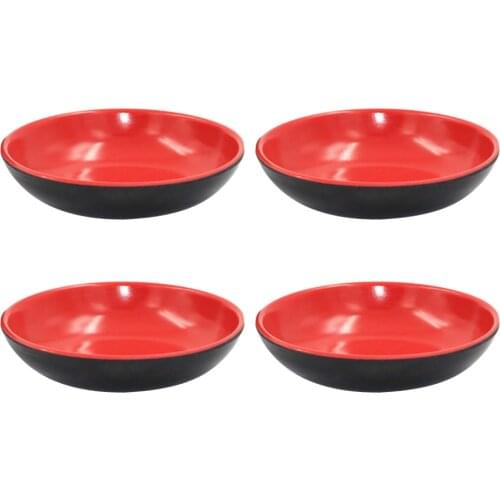 4pcs Red and Black Round Sauce Dishes Food Dipping Bowls Melamine Seasoning Dish Appetizer Plates A50