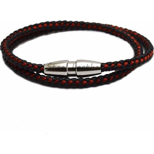 5pcs/lot Custom Logo Bracelet for Men Multilayer Leather Bangles Magnetic Clasp Braided Wrap Trendy Bracelet Armband pulsera