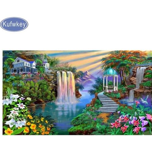 5D DIY diamond painting Garden villa river Square/Round Drill mosaic Full embroidery Cross Stitch natural scenery Home Decor
