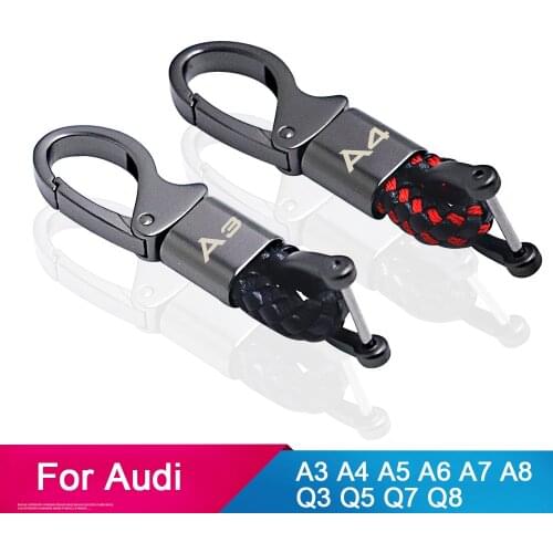 Car key chain metal leather for audi a4 b6 b7 b9 a3 8l 8p 8v q3 a7 a4 b8 a6 c6 4f c7 a5 q5 q7 q8 a7 a8 car accessories