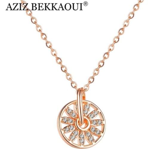 AZIZ BEKKAOUI Women Girls Round Necklace Ferris Wheel Pendant Top Quality Copper Zircon Elegant Women Jewelry Girlfriend Gifts