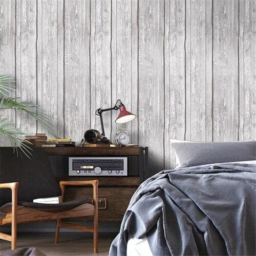 Beibehang Retro stereo gray antique wood grain wallpaper industrial wind restaurant clothing store Nordic style ins wallpaper