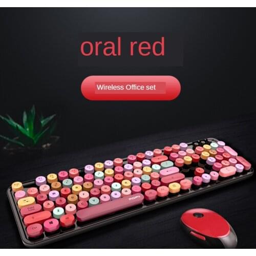 Wireless Keyboard & Mouse Combo, 2.4GHz Retro Full-Size Wireless Keyboard w/Wireless Mouse for Computer PC Desktops Laptop