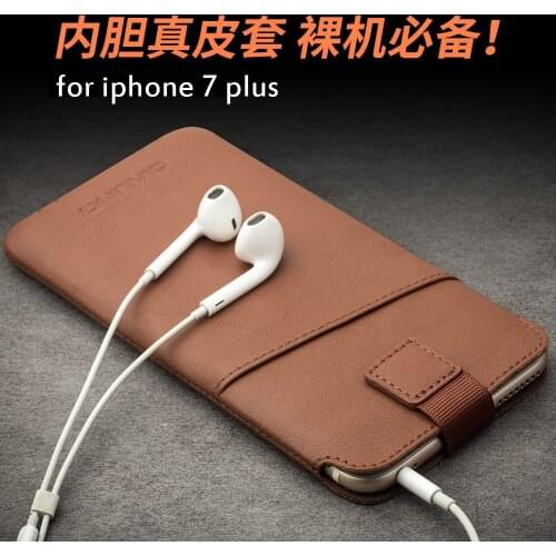 Wallet Case Cover for iphone 7 plus Sleeve Handle Pouch Bags for iphone7 plus Genuine Natural Cow Skin Original QIALINO Brand
