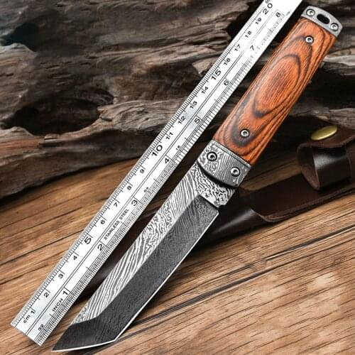 Damascus Tactical Fixed Blade Knife Tanto Hunting Knives Military Fixed Blade Survival Rescue Knife Outdoor Self Defense Tools