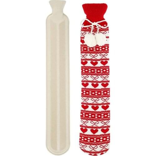 Long Hot Water Bottle With Cover 2L Rubber Hotwater Bottle For Period Pain Relief Safety Hot Water Bag