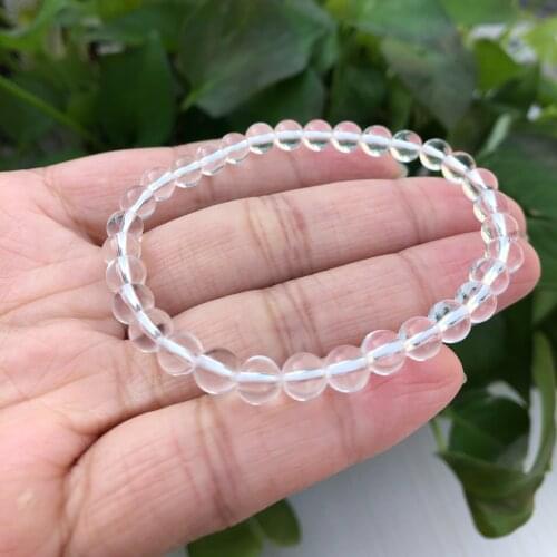 Natural White Clear Rock Quartz Bracelet Round Beads Crystal Healing Stones