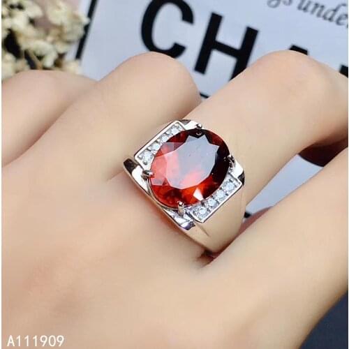 KJJEAXCMY boutique jewelry 925 sterling silver inlaid natural Garnet gemstone female ring support detection fine