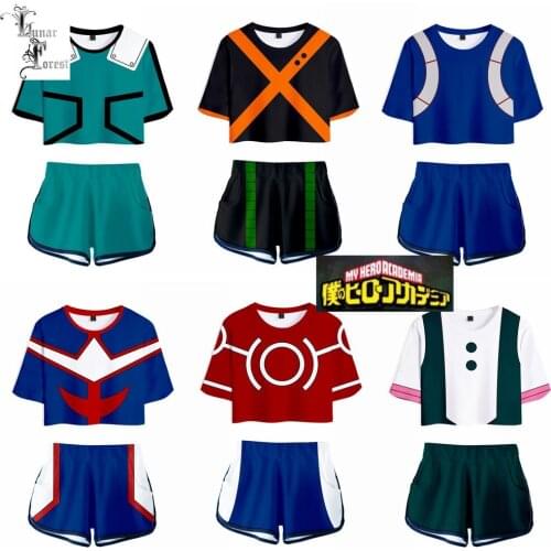 My Hero Academia Hot Anime Women Fashion 3D Print hot Sexy Two Piece Sets Soft T-shirt and Elastic Shorts Sexy Style Fashion