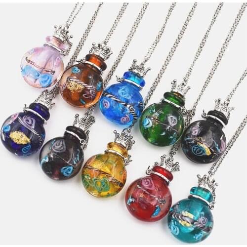 1pcs round Diffuser Perfume Refillable Coloured handmade Essential Oil Aromatherapy Bottle Pendant Necklace pendant necklace