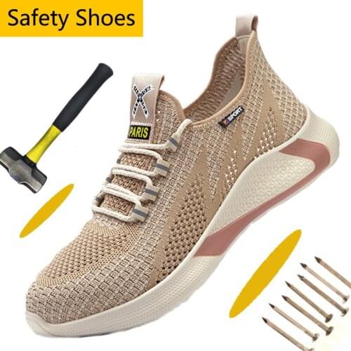 Lightweight Breathable Work Safety Shoes Summer Indestructible Steel Toe Shoes Men Puncture-Proof Safety Shoes Outdoor Sneakers