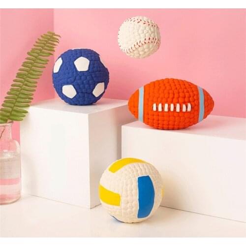 Soft Latex Pet Dog Toy Ball Squeak Toys Cleaning Tooth Chew Voice Toy Pet Supplies Non-toxic Training Balls Durable Outdoor Play