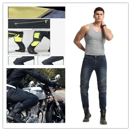New 4Pads high-quality Men Motorcycle Pants Aramid Moto Jeans Protective Gear Riding Touring Black Motorbike Trousers Blue
