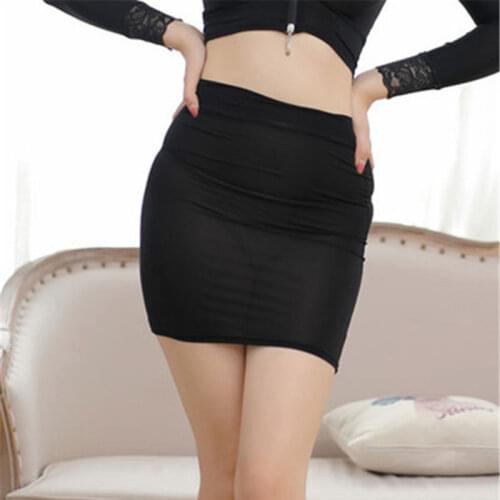 High Cut Tight Pencil Cute Skirt Ice Silk Smooth See Through Micro Mini Skirt Transparent Night Club Skirt High Waist F7