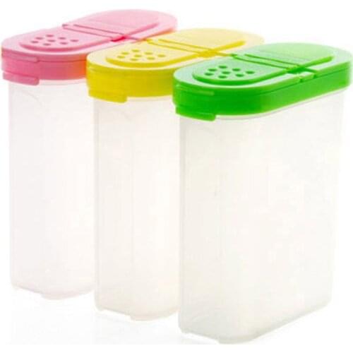 2 Color 250ml Plastic Oval Double Lid Storage Box Food Seasoning Container Kitchen Spice Jar Cereal