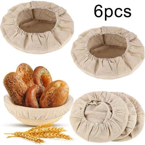6Pcs Dough Bread Fermentable Wicker Proofing Basket Cloth Cotton Liner Cover Hot Bread Fermentation Rattan Basket Container
