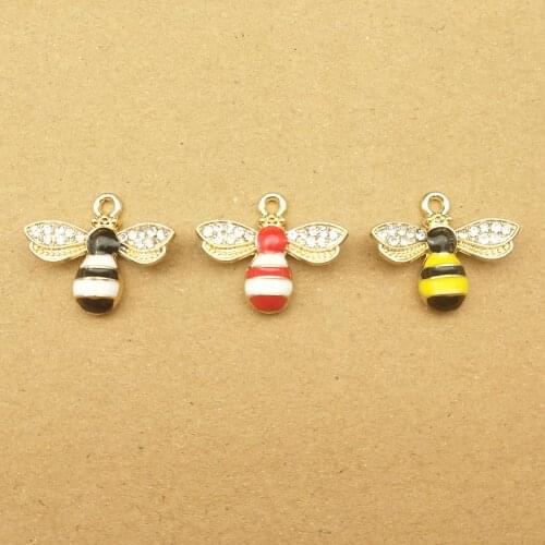10pcs 18x21mm enamel bee charm for jewelry making and crafting fashion earring pendant bracelet necklace charms