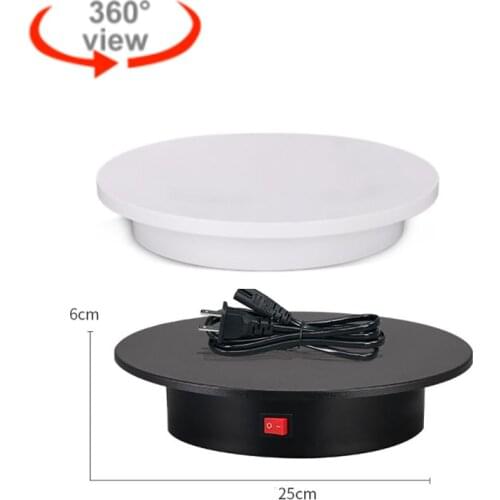 25cm 360 Degree Electric Rotating Photography Rotating Turntable Display Stand for Jewelry Product Display 3D Scan Pan
