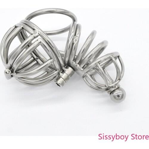New Male Chastity Belt Cock Cage Virginity Lock Ring Lock Chaste Bird Stainless Steel Chastity Device Urethra Catheter