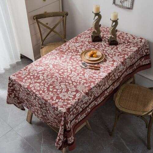 Dinner Tablecloth Cloth Imitation Cotton Linen Rectangular Plant Flower Printed Table Cloths for Home Decor Kitchen Party
