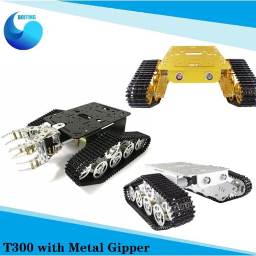 RC T300 Metal Tank Chassis With Gripper Aluminum Alloy Frame Tracked Robot Tank Chassis With Claw DIY Whole Set