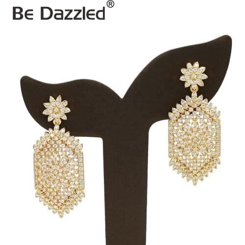 Bedazzled Luxury Brand New Design Best-Selling Drop Earrings Jewelry Gold Plated Cubic Zirconia Suitable Hot For Women