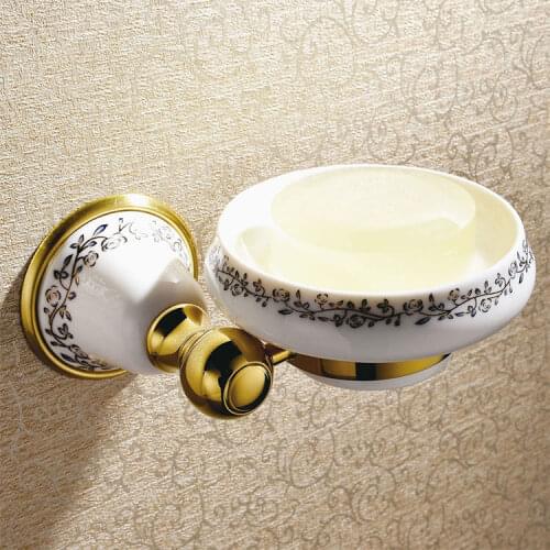 Luxury Ceramic & Brass Gold Bathroom Accessories Soap Dishes / golden Soap Holder/Soap Case home decoration